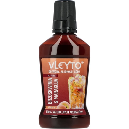 VLEYTO Persikas & Marakuja – skonio esencija su natūraliais aromatais, 250 ml