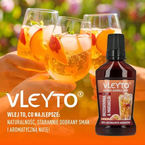 VLEYTO Persikas & Marakuja – skonio esencija su natūraliais aromatais, 250 ml - 6