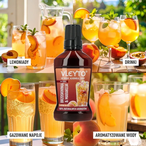 VLEYTO Persikas & Marakuja – skonio esencija su natūraliais aromatais, 250 ml - 7