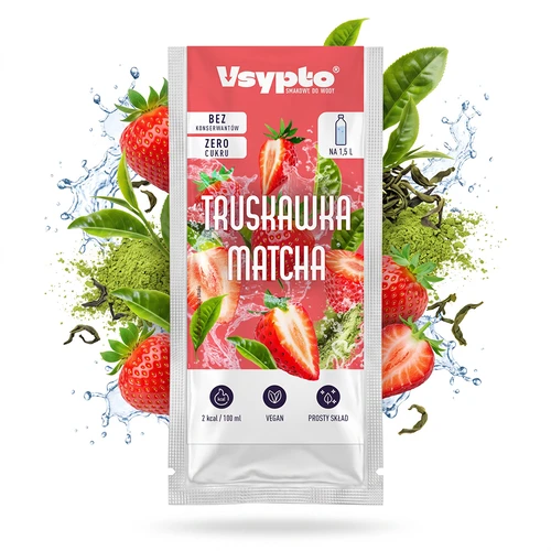 Vsypto, braškių ir Matcha skonio, 9 g