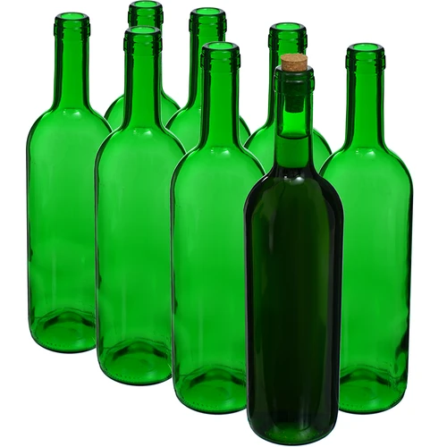 Vyno butelis 0,75 l žalias - pakuotė 8 vnt. - 2