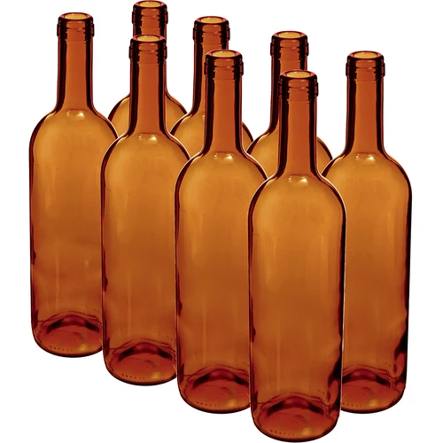 Vyno butelis 750 ml rudas - pakuotė 8 vnt.