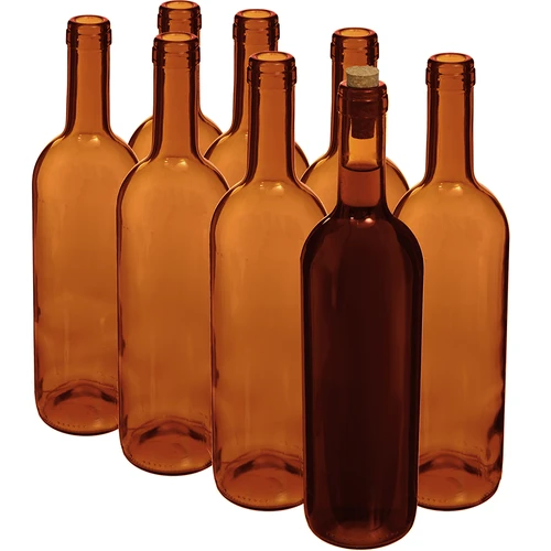 Vyno butelis 750 ml rudas - pakuotė 8 vnt. - 2