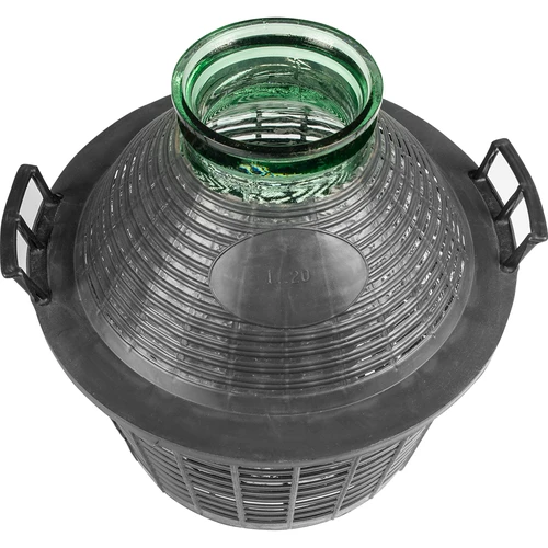 Vyno demižonas 20 L su plačiu kakleliu plast. krepšyje - 3