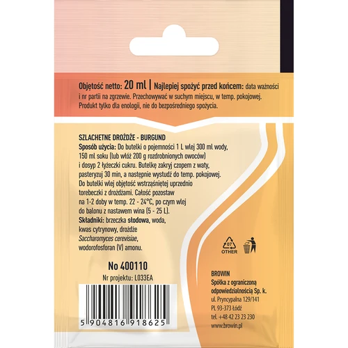 Vyno mielės Bordeaux, 20 ml - 2
