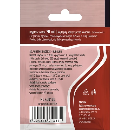Vyno mielės Burgund, 20 ml - 2