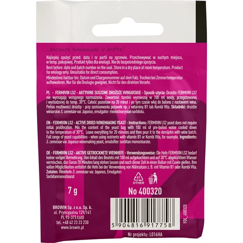 Vyno mielės Fermivin LS2, 7 g - 2