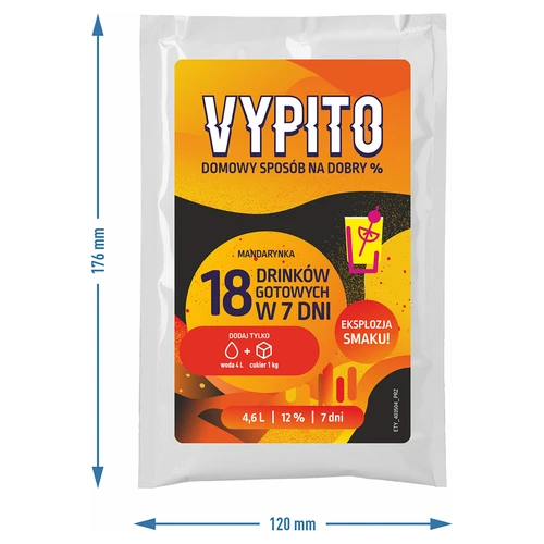 VYPITO 12 %, paketėlis 18 kokteilių - Mandarinas, 126 g - 4