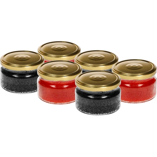 Žemas 200 ml stiklainis - su auksiniu dangteliu fi 82/6, 6 vnt. - 3