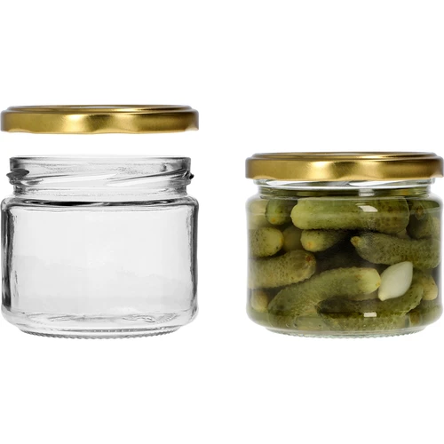 Žemas 330 ml stiklainis - su auksiniu užsukamu dangteliu fi 82/6, 6 vnt. - 5