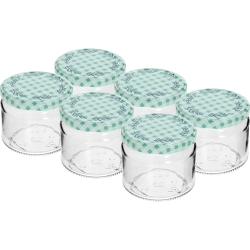 Žemas stiklainis 330ml - su spalvotu dangteliu fi 82/6, 6 vnt.