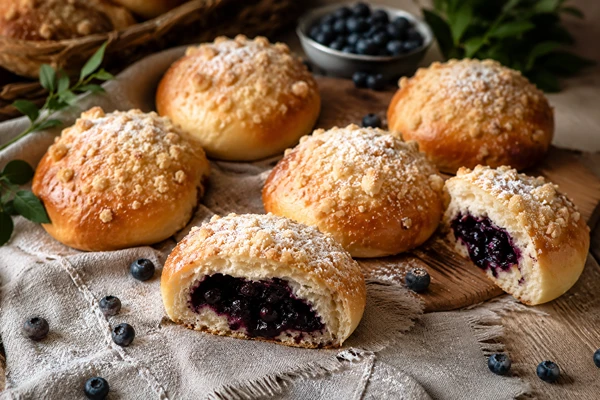 Naminės mėlynių bandelės – minkštos, purios ir kupinos mėlynių!